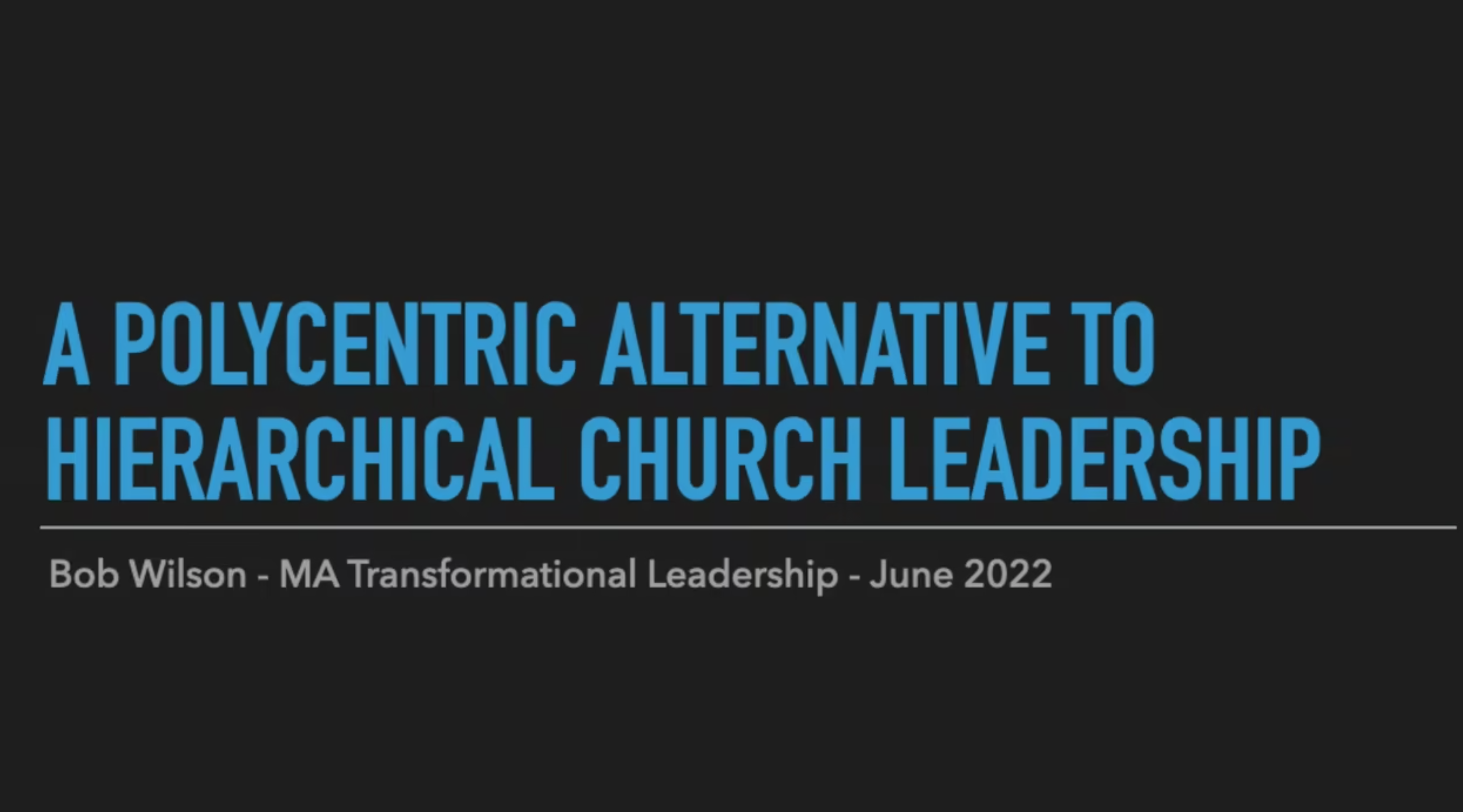 A Polycentric Alternative to Hierarchical Church Leadership